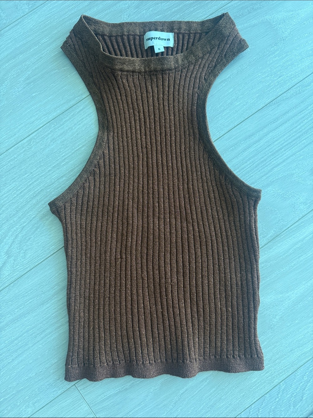 superdown Bronze Ribbed Mock Neck Tank - Picture 6 of 6